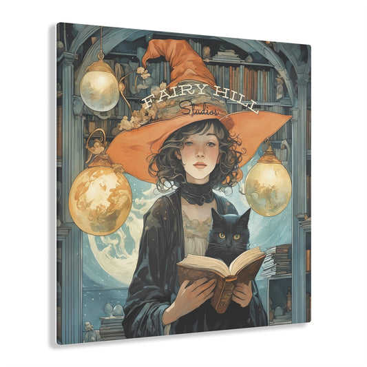 FairyHill Studio Witch and the black cat Inspirational  Art Acrylic Print -