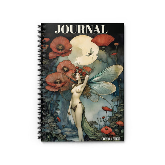 Moon Fairy  Notebook - Ruled Line coffee  Spiral Journal