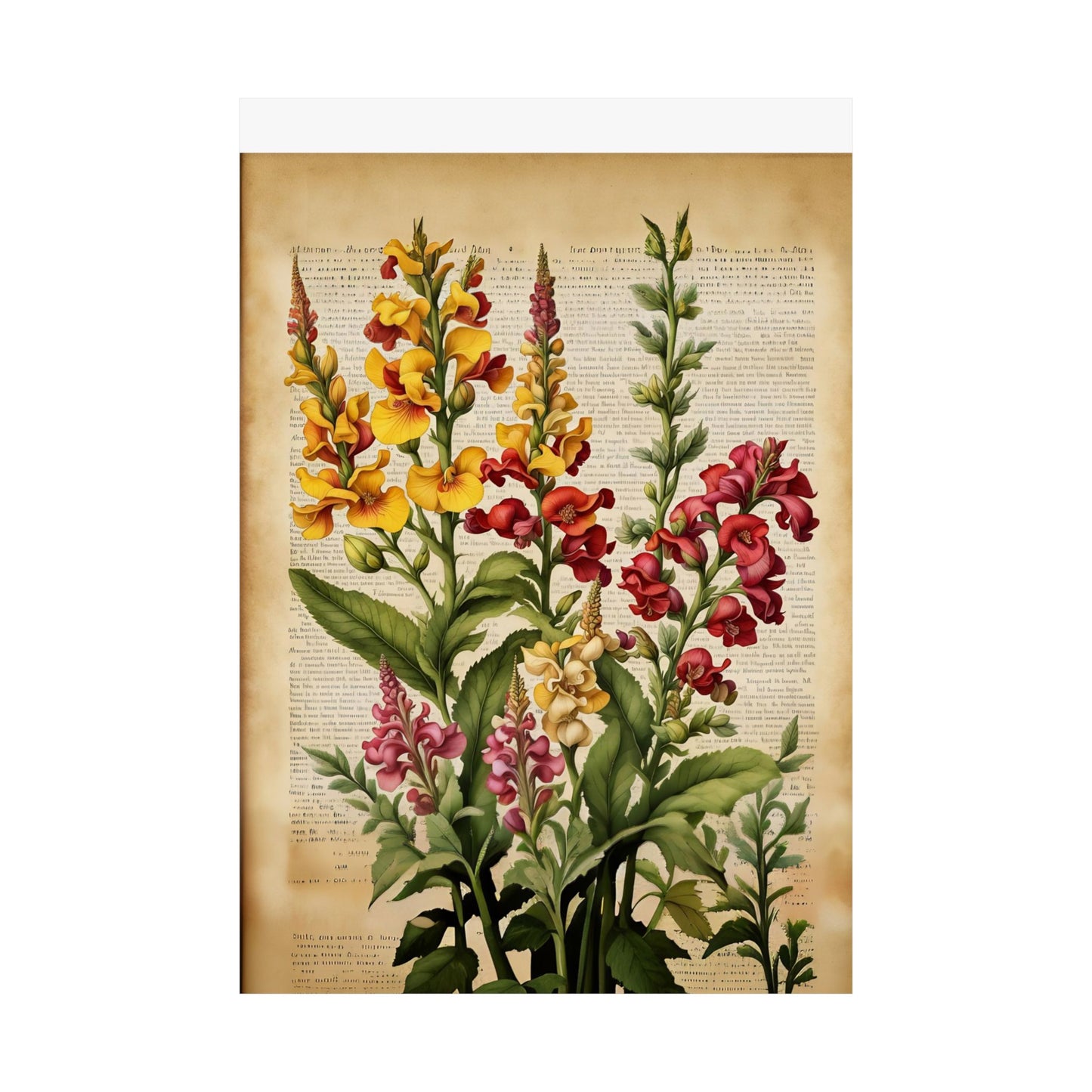 Botanical Vertical Posters - Vintage Antirrhinum Snapdragons