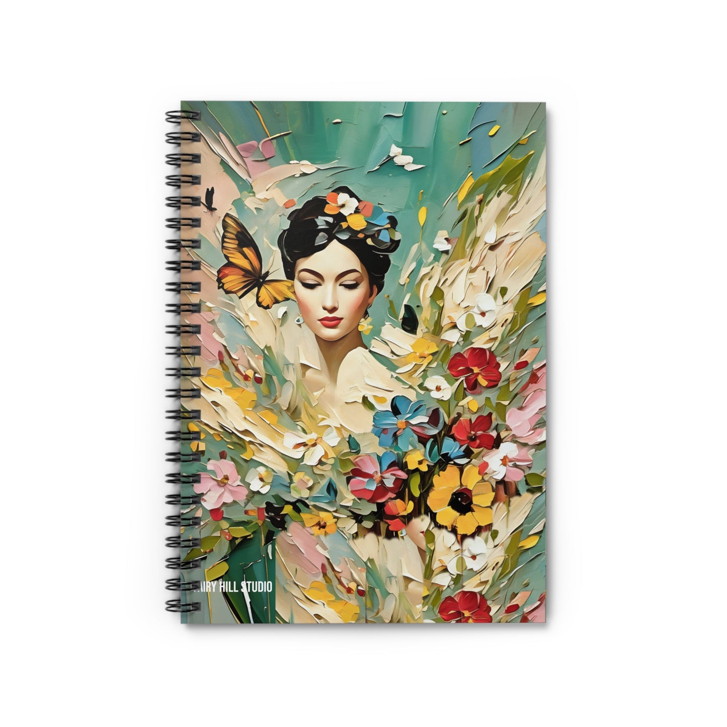 The girl and  butterfy  Spiral Notebook - Ruled Line