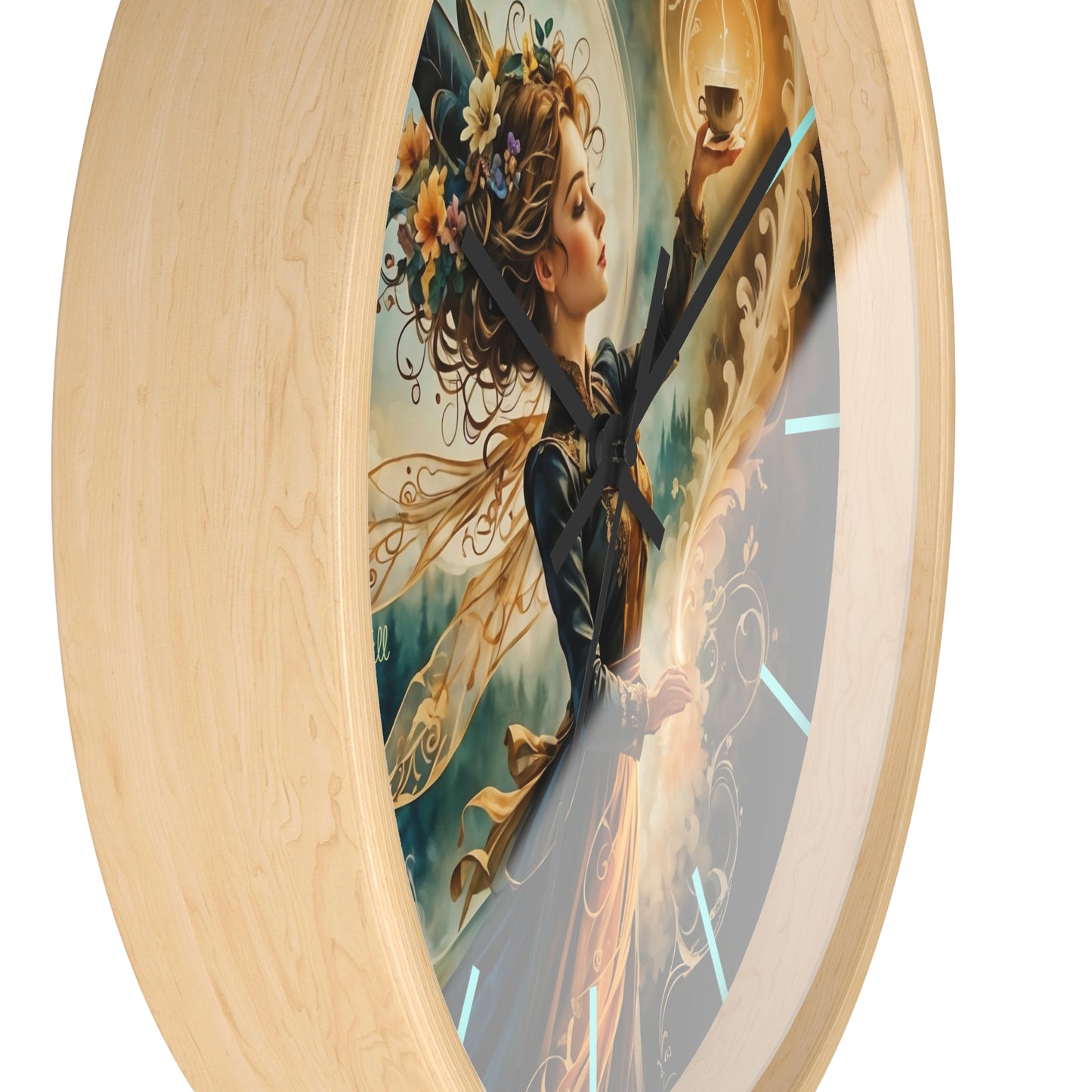 Fairy Coffee Wall Clock / Artistic Fairy Wall Clock, Fantasy Home Decor, Unique Gift for Her, Enchanted Timepiece, Decorative Clock for Living Room
