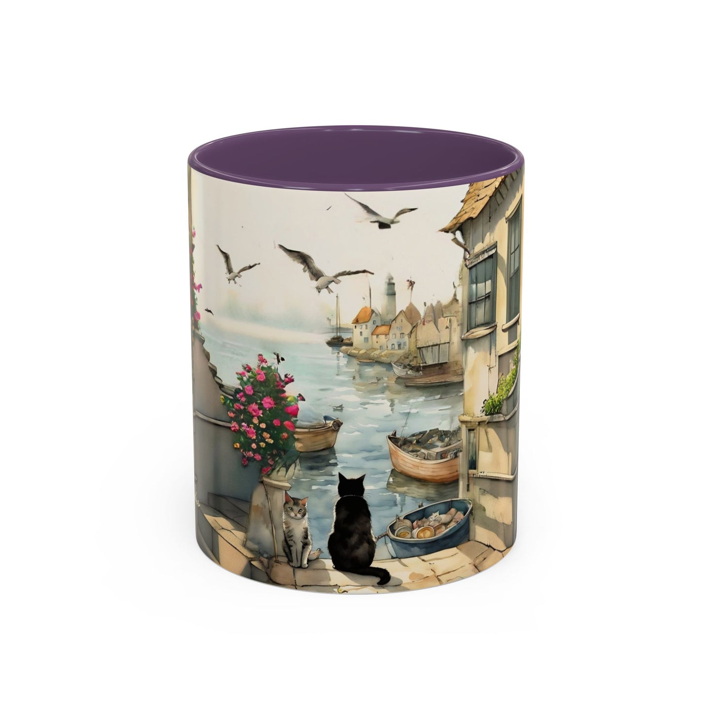 Harbour cats Art-Themed Coffee Mug - 11 & 15oz Accent Mug for Cat Lovers