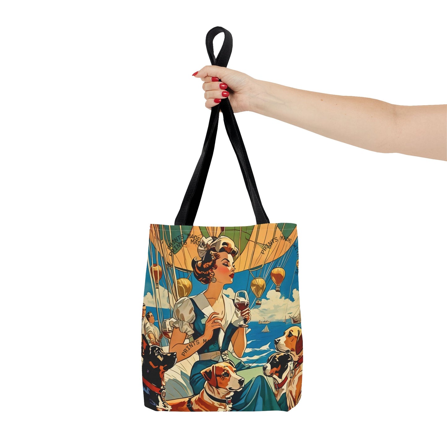 Vintage Hot Air Balloon Dog Lover Tote Bag