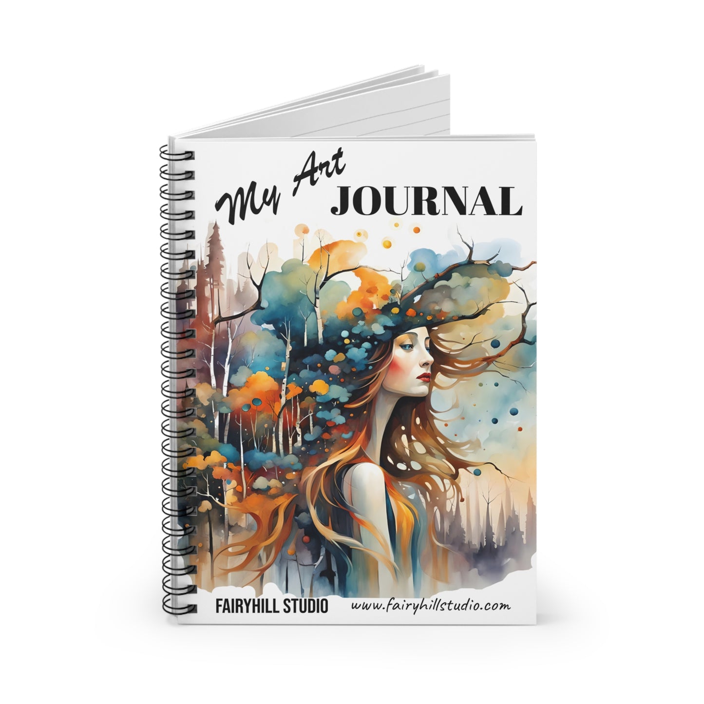 Fairy Hill Studio Woman with hat  My Art Journal, Spiral Notebook - Ruled Line