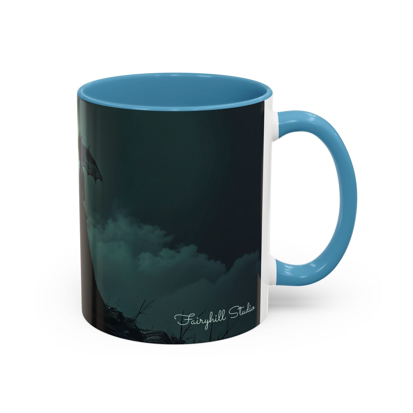 Coffee Mug - Victorian Woman with Umbrella Full Moon Art by fairyhill Studio