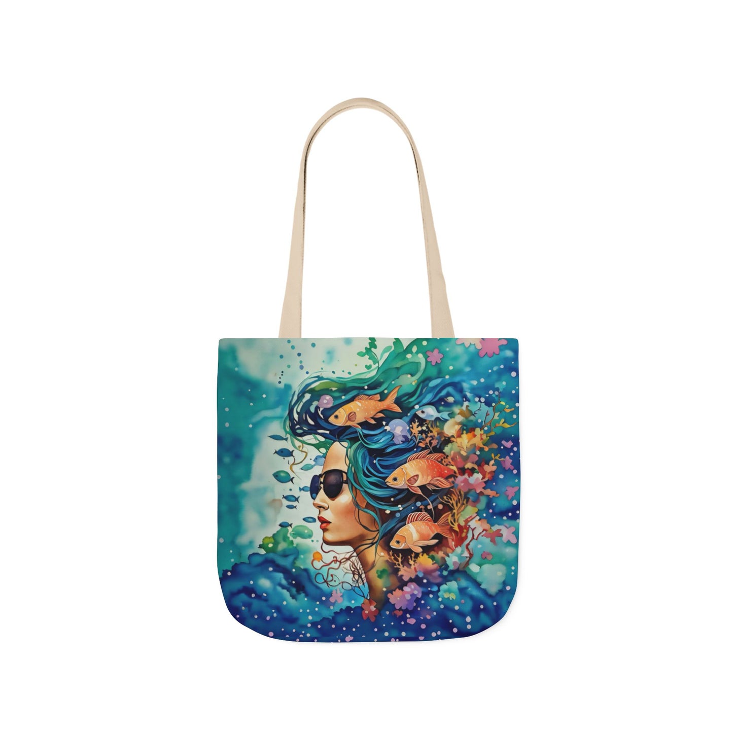 Colorful Ocean-Inspired Canvas Tote Bag - Perfect for Beach Days, Eco-Friendly Shopping, and Summer Fun!