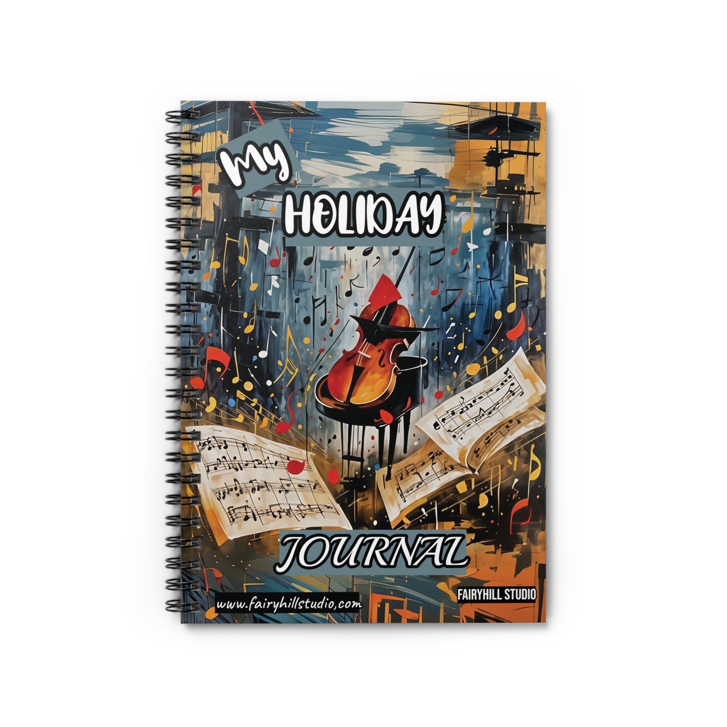 Christmas Violin Spiral Notebook - Ruled Line Journal