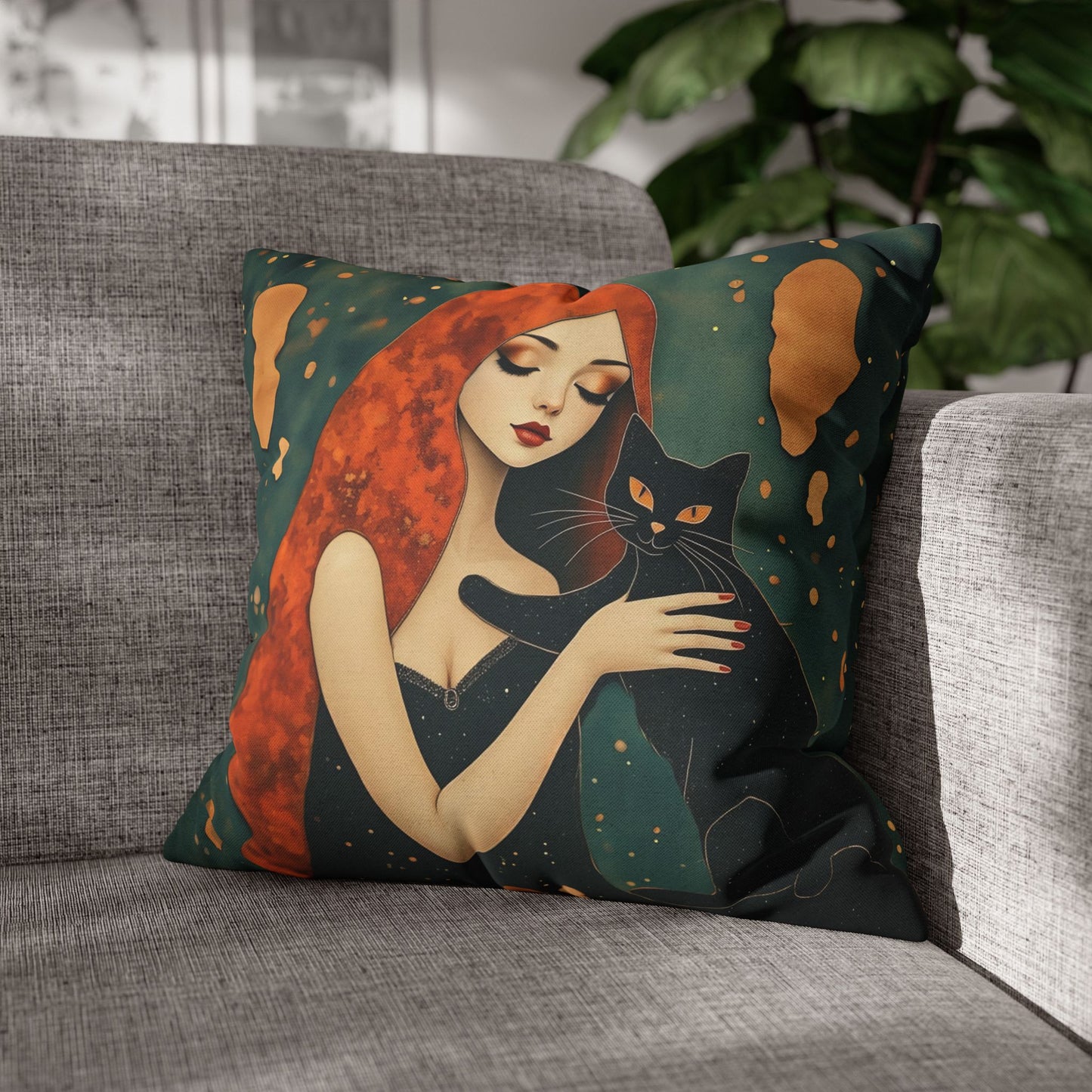 Elegant Cat Art Pillowcase | Decorative Cushion Cover, Home Decor, Gift Idea, Bohemian Style, Christmas Decoration