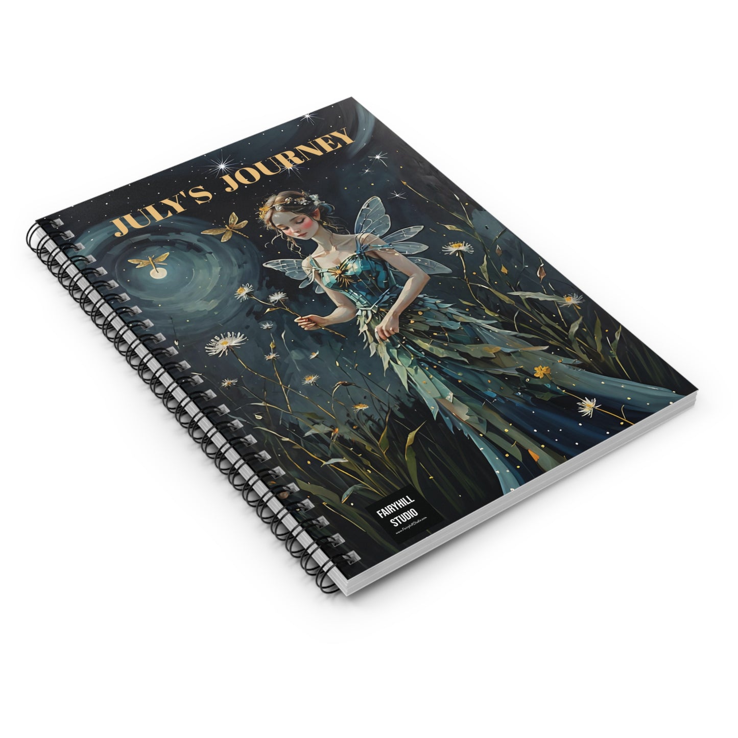 Dragonfly and Dandelions Personalized Spiral Notebook - Ruled Line