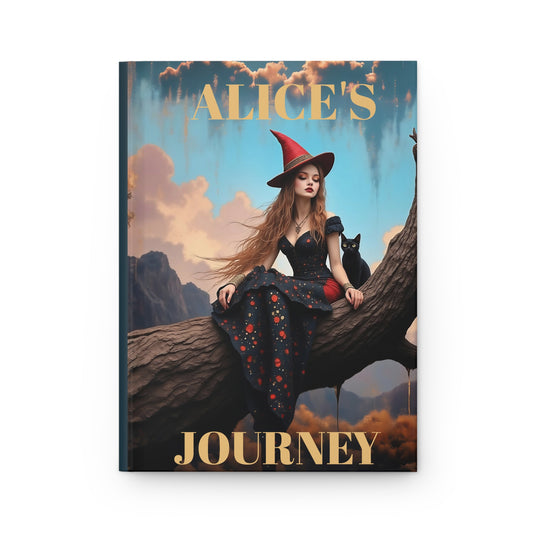 Witch with black cat   Journal hard Cover ,Notebook gift art Matte