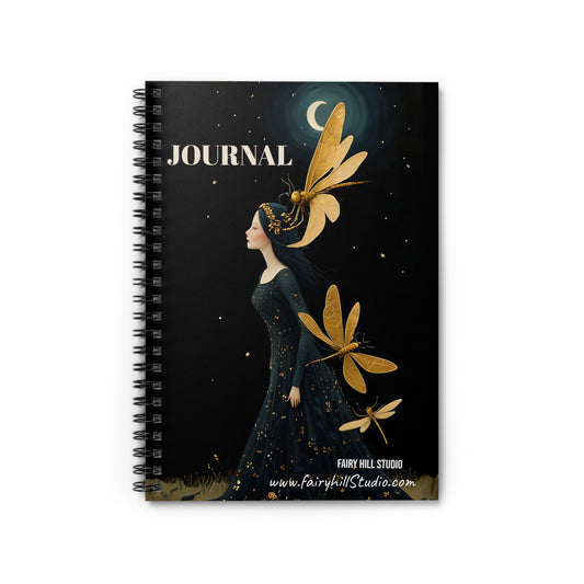 Night Fairy and the Dragonfly Spiral Notebook - Ruled Line