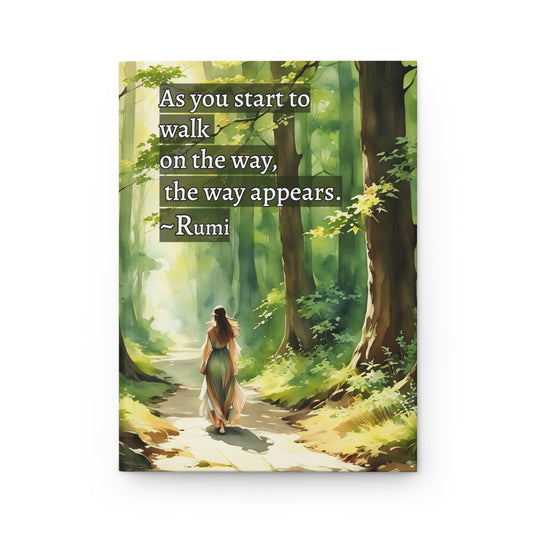 Hardcover Journal Matte - Personalized Rumi Quote Illustration Art by fairyhill studio