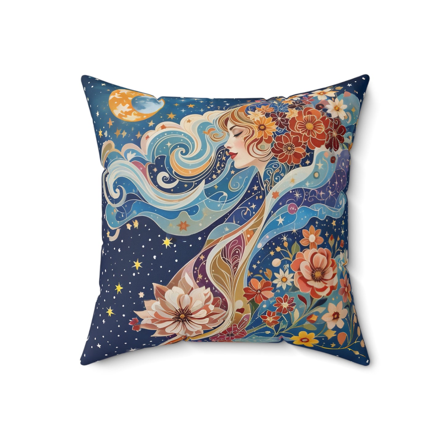 Celestial Mindfulnes Square Pillow - by Fairyhill Studio