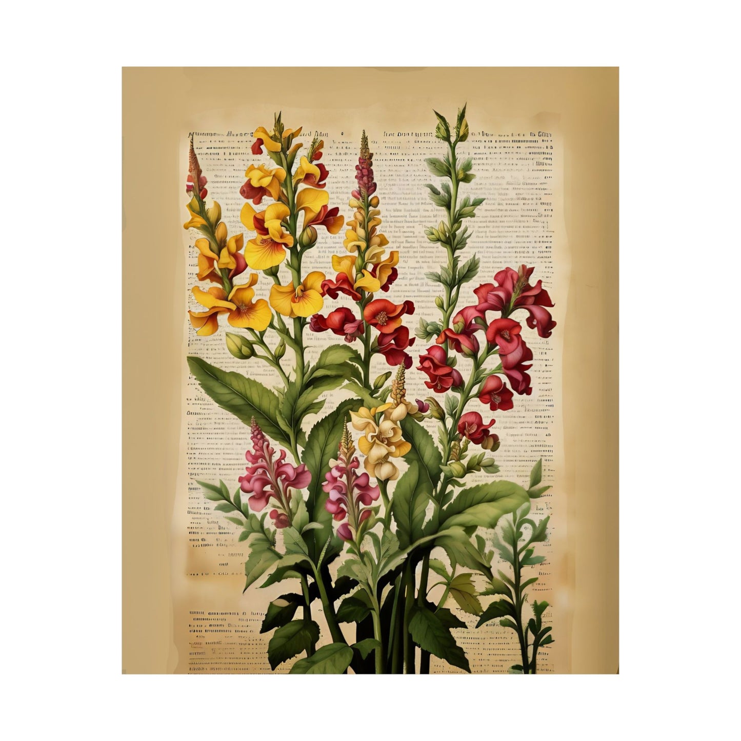Botanical Vertical Posters - Vintage Antirrhinum Snapdragons