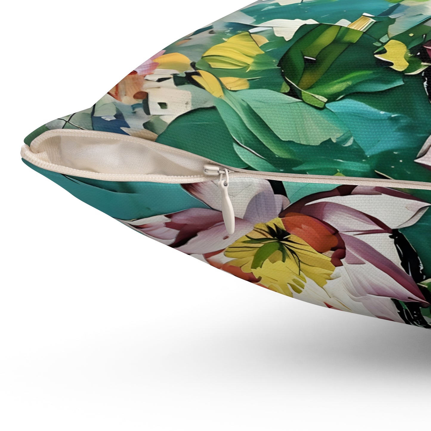 Square Pillow Monet Style Lotus Flowers Art by Fairyhill Studio