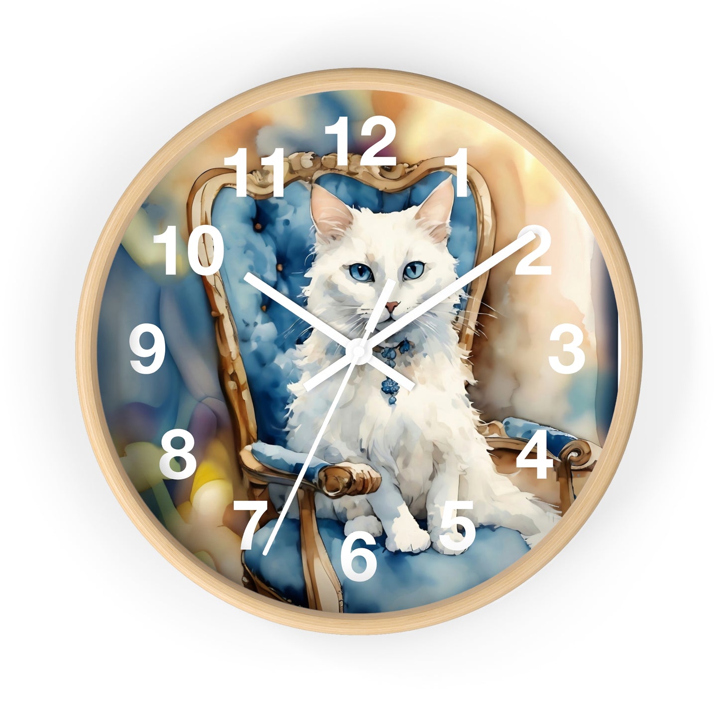White Cat Lovers Wall Clock