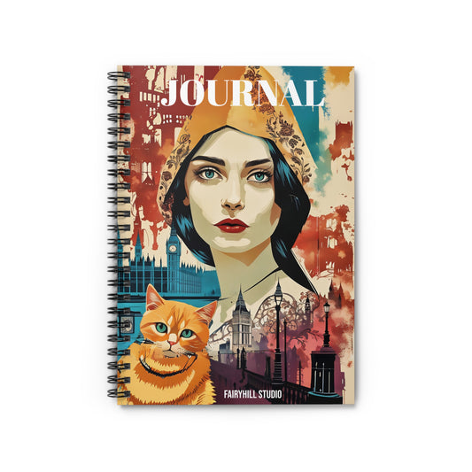 Spiral Notebook -Yellow cat in London/ Art