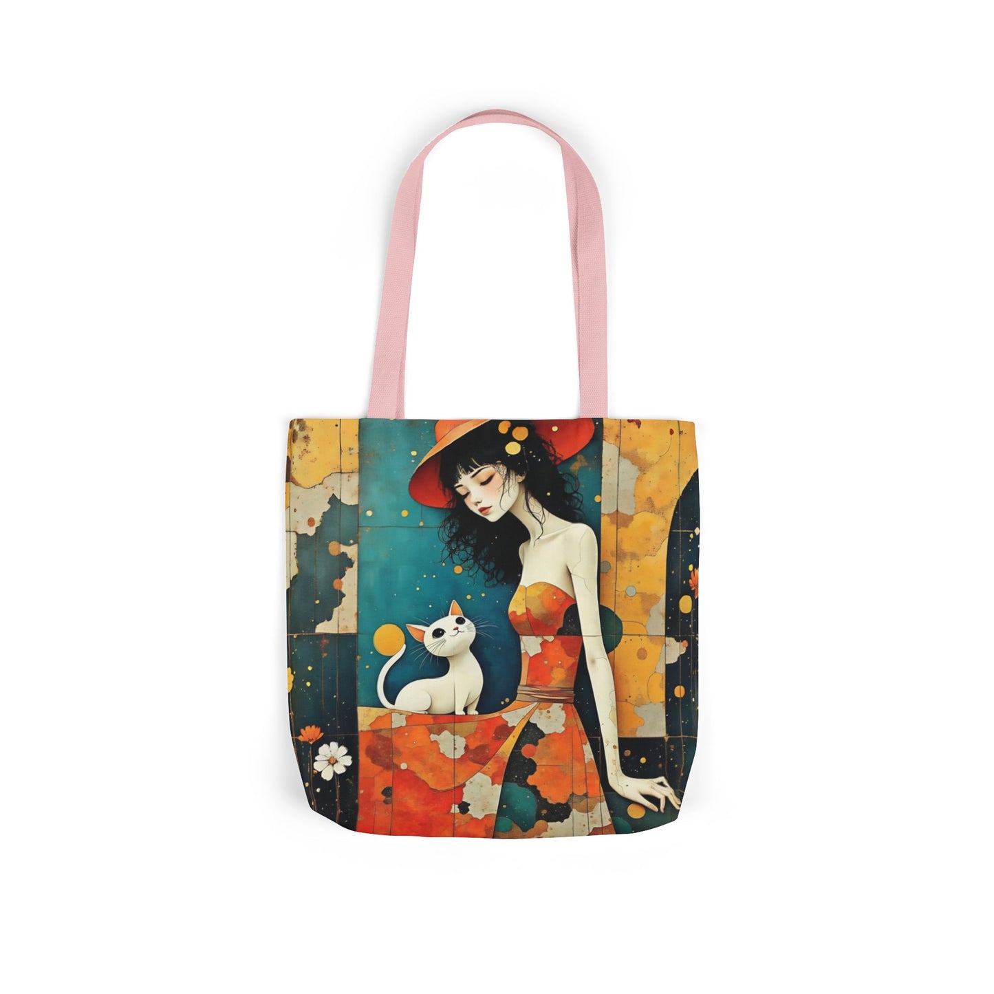 Colorful Cat -Inspired Canvas Tote Bag - Perfect for Beach Days, Eco-Friendly Shopping, and Summer Fun!