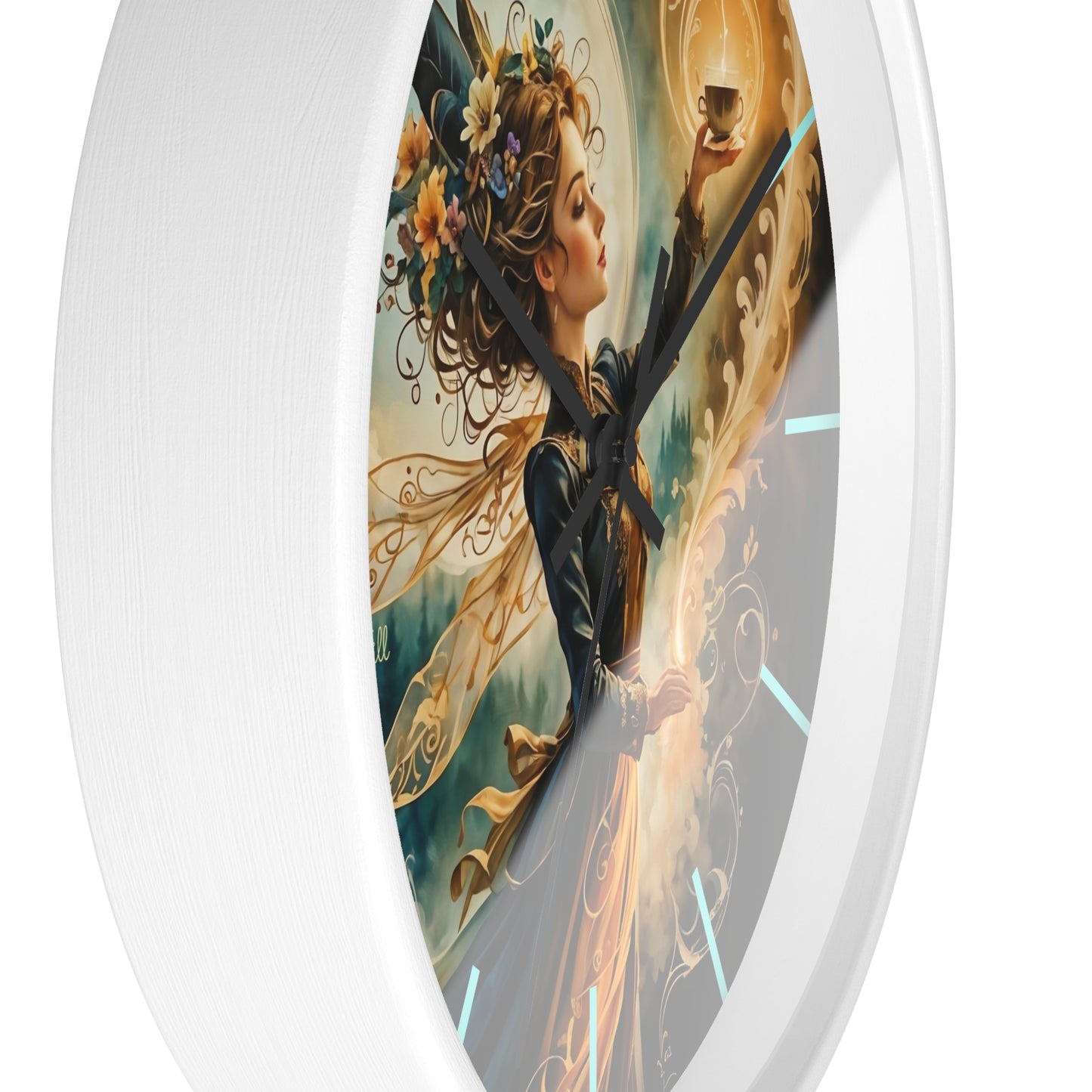 Fairy Coffee Wall Clock / Artistic Fairy Wall Clock, Fantasy Home Decor, Unique Gift for Her, Enchanted Timepiece, Decorative Clock for Living Room