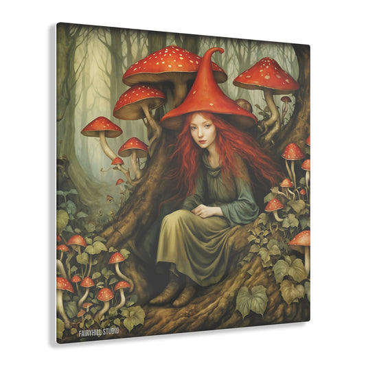 FairyHill Studio Red Mushroom Fairy Inspirational  Art Acrylic Print -