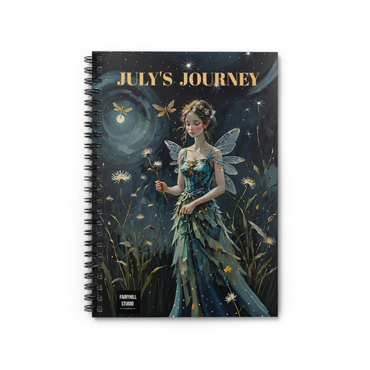 Spiral Notebook - Midnight Garden Fairy with Dragonfly and Dandelions