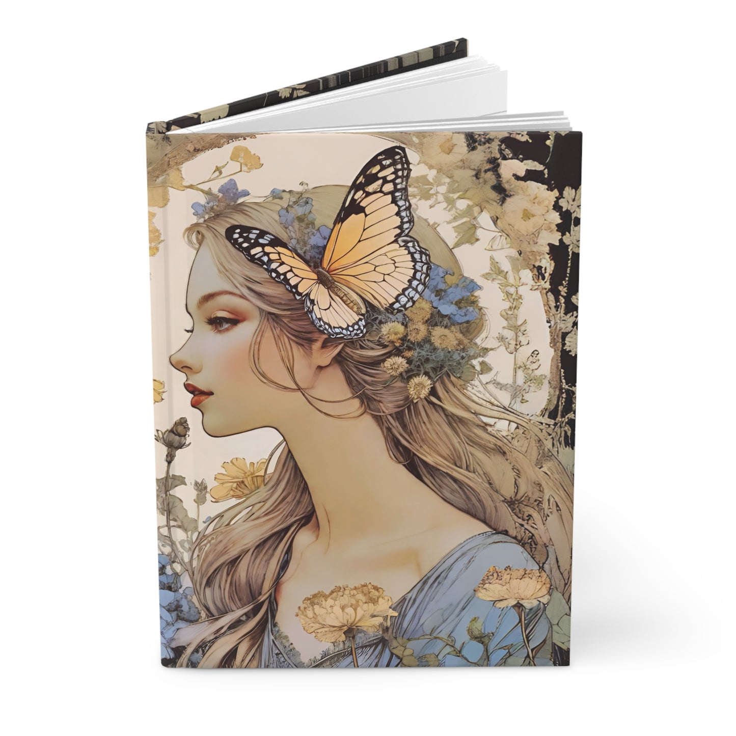 Woman with a large Butterfly Hardcover Journal Matte