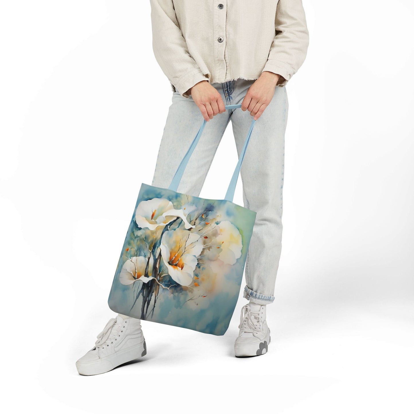 Colorful nature-Inspired Cala Lilies Canvas Tote Bag - Perfect for Beach Days, Eco-Friendly Shopping, and Summer Fun!