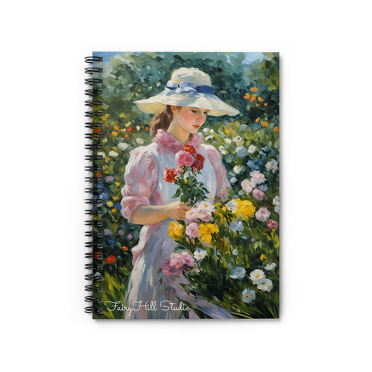 Spiral Notebook - Ruled Line The girl  with a flower basket