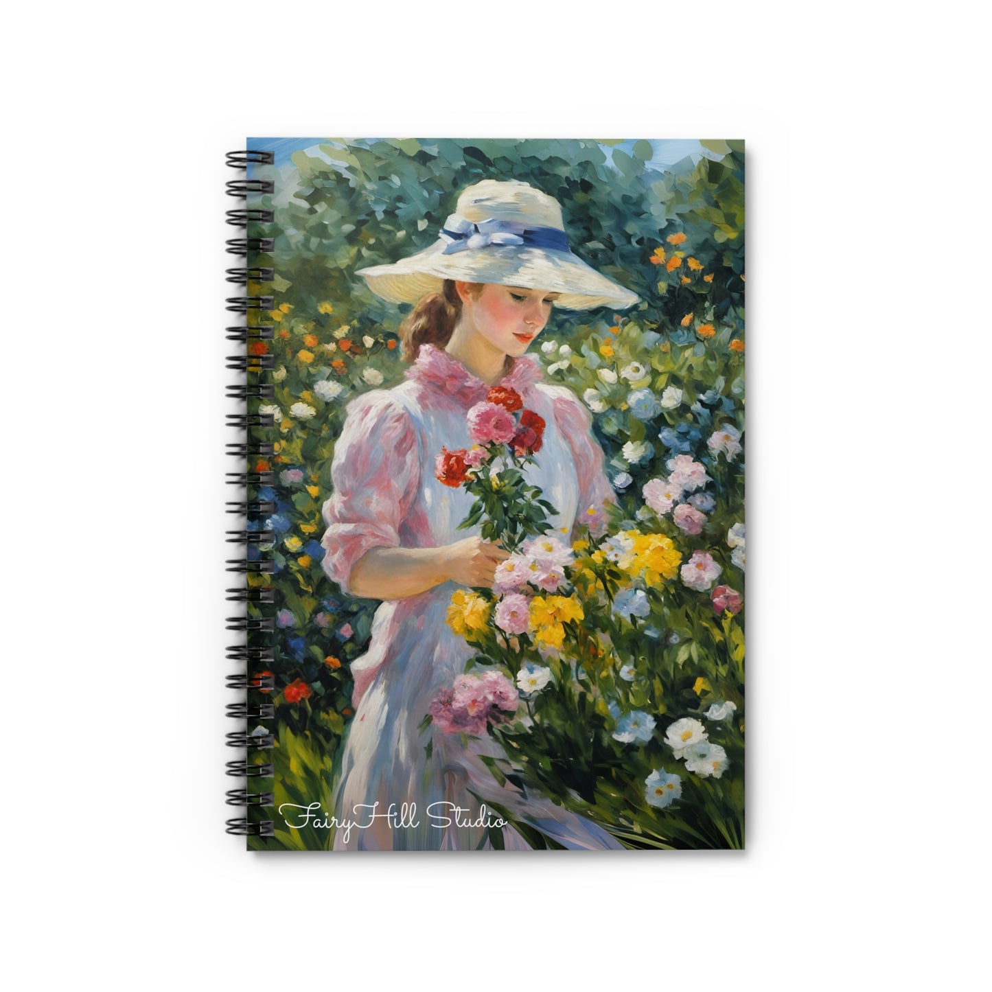 Spiral Notebook - Romantic Girl Monet Style Art