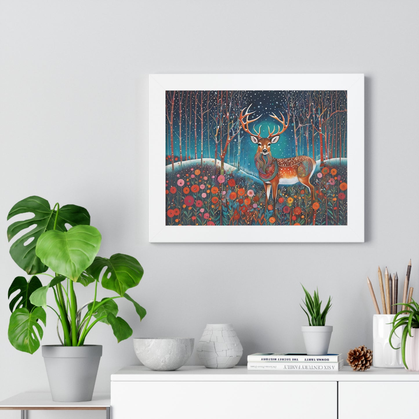 Framed Horizontal Magestic Deer Poster Spiritual Rumi art Quote art by Fairyhill Studio