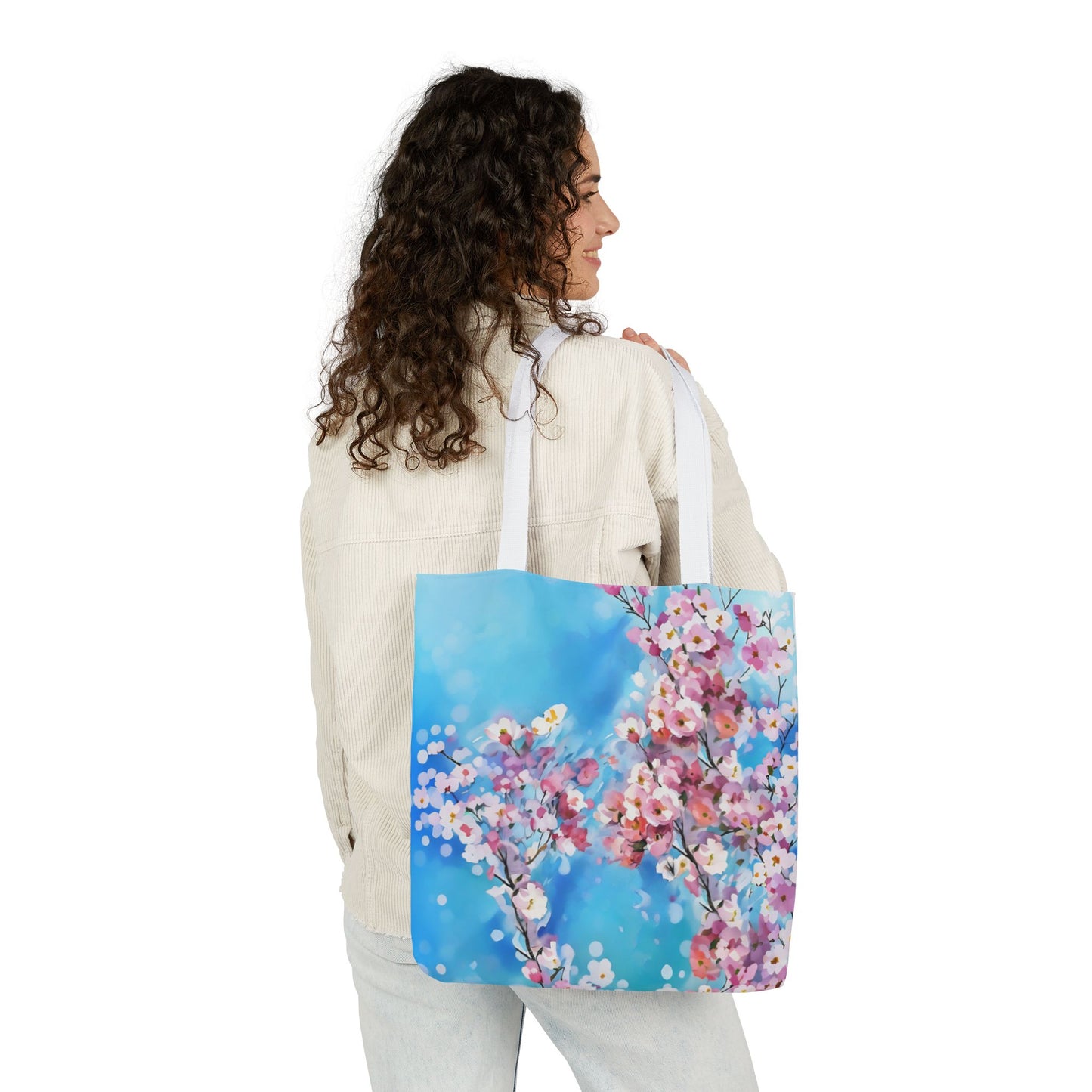 Colorful FairyHill Studio Sakura flowers Canvas Tote Bag - Perfect for Beach Days, Eco-Friendly Shopping, and Summer Fun!