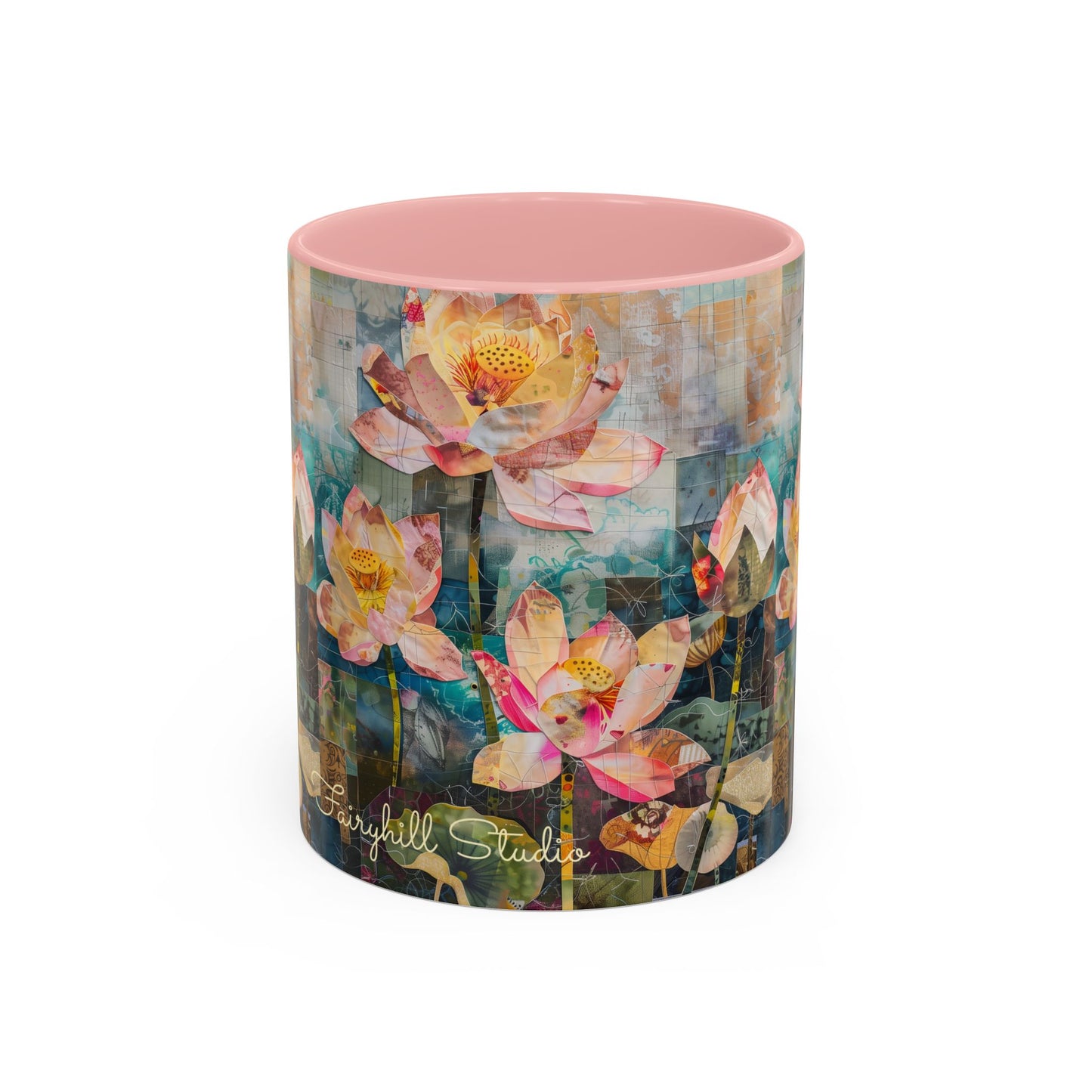 Coffee Mug Monet's pink Water lillies 11oz art by Fairyhill Studio