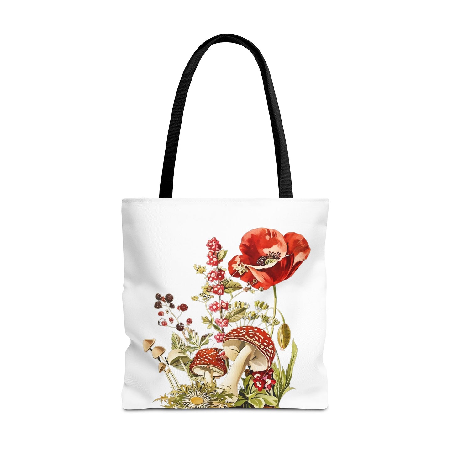 Tote Bag - Red Poppies and Amanita Muscaria Mushrooms Art Print