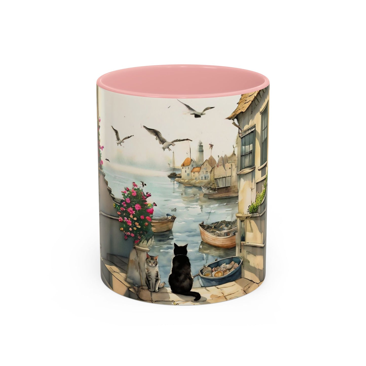 Harbour cats Art-Themed Coffee Mug - 11 & 15oz Accent Mug for Cat Lovers
