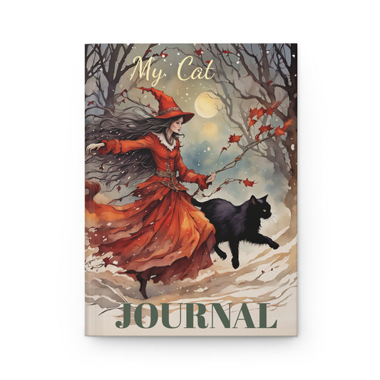 Girl with black cat   Mindfulness  Art Journal  Hardcover