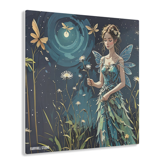 FairyHill Studio Fairy  at night with Dragonflies Art Acrylic Print -