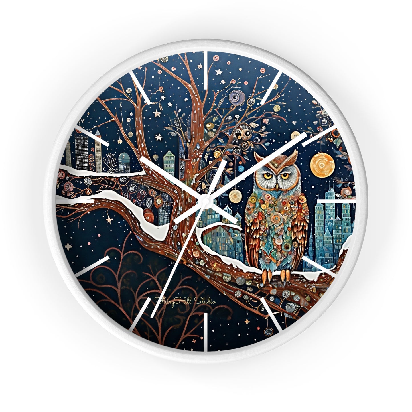 Enchanting Owl Wall Clock, Home Decor, Gift for Fantasy Lovers, Unique Gift, Fairy Tale Decor, Woodland Theme