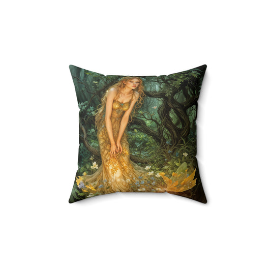 Square Pillow - Mid-Summer's Eve Fairy Forest Art by Fairyhill Studio