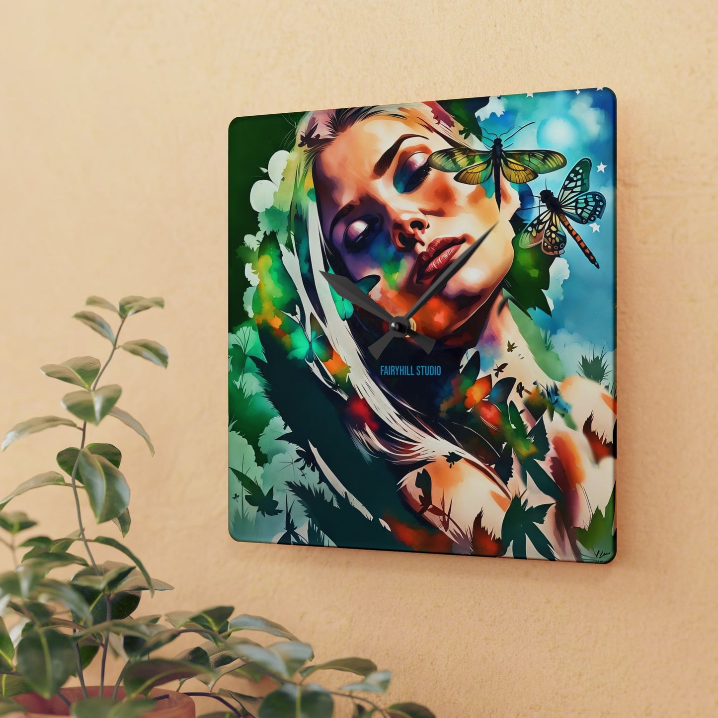 Acrylic Wall Clock -Butterfly Dreams /Art