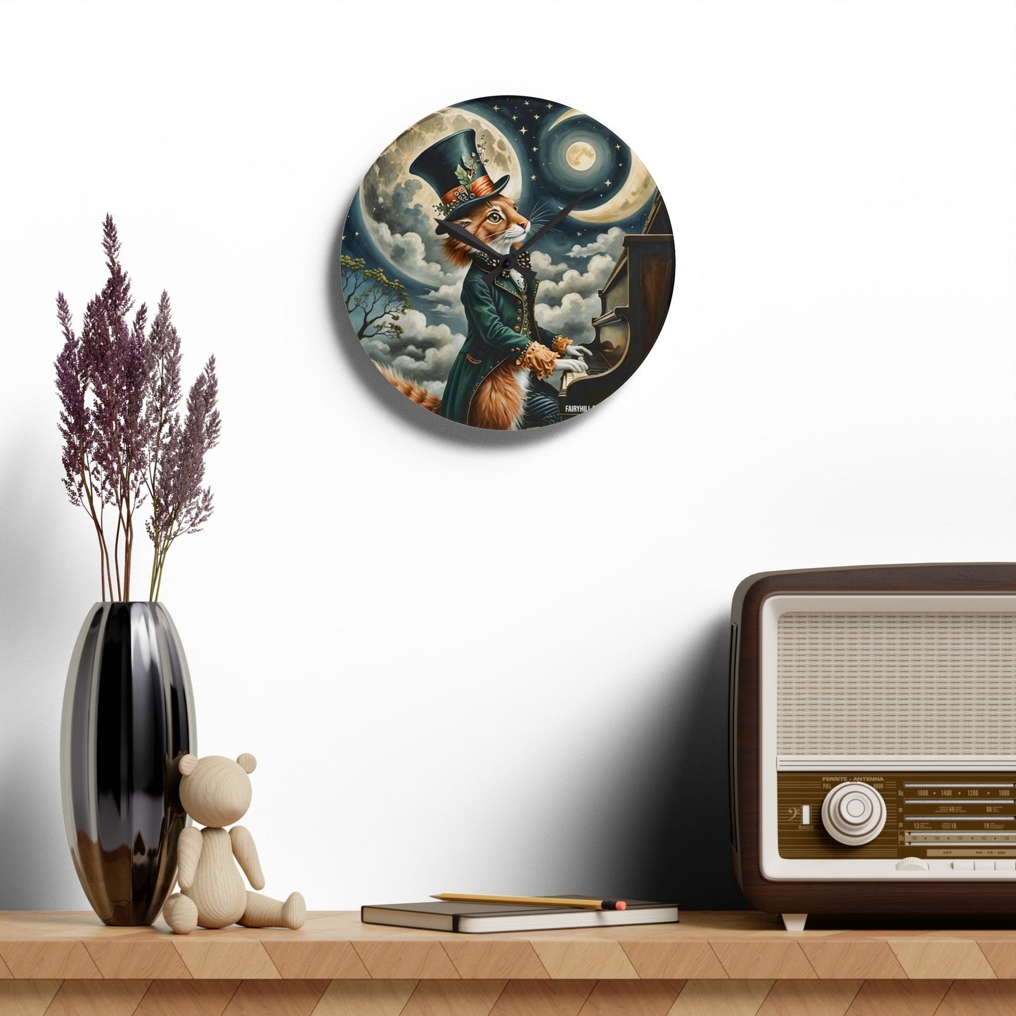 Acrylic Wall Clock Cat Hatter's MoonLight Sonata/Art