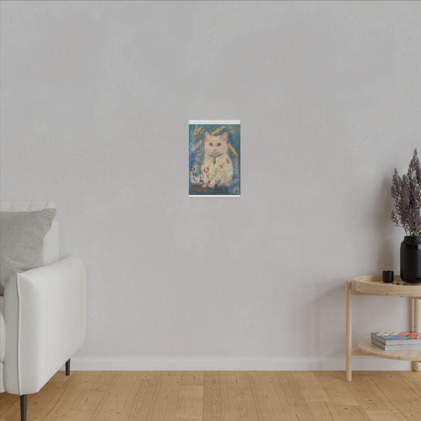 Canvas Wall Art: White Cute Cat Matte Canvas, Stretched, 0.75&quot; by FairyHill Studio