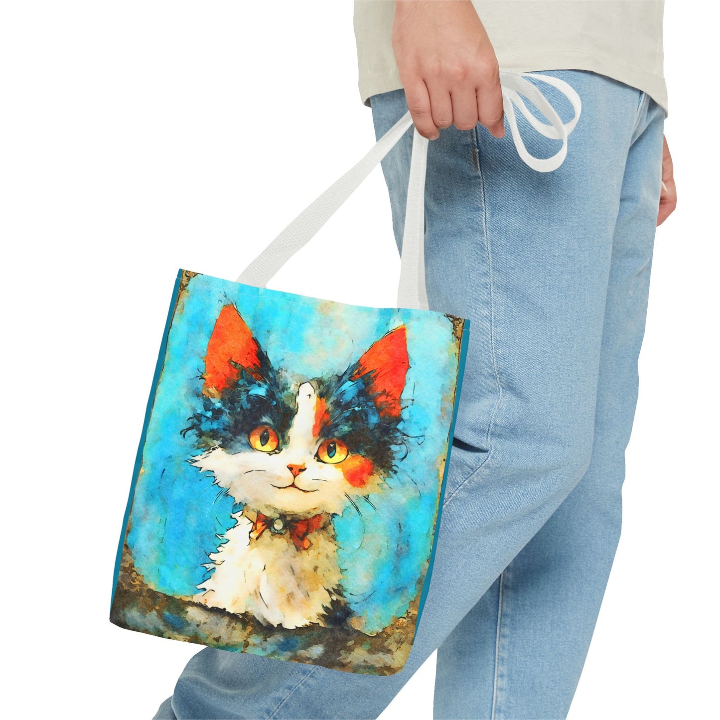 Colorful Cat Tote Bag by Fairyhill Studio