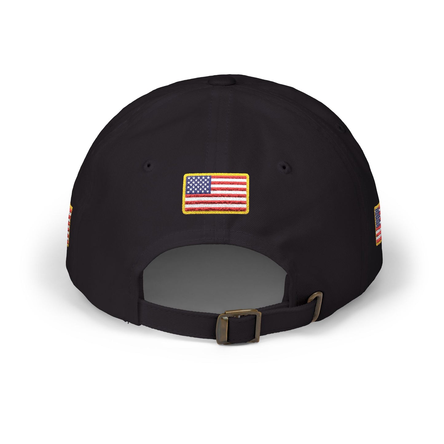 250th Anniversary USA Flag Patch Hat – Embroidered Gold Border Edition (1776–2026) – Classic White Baseball Hat