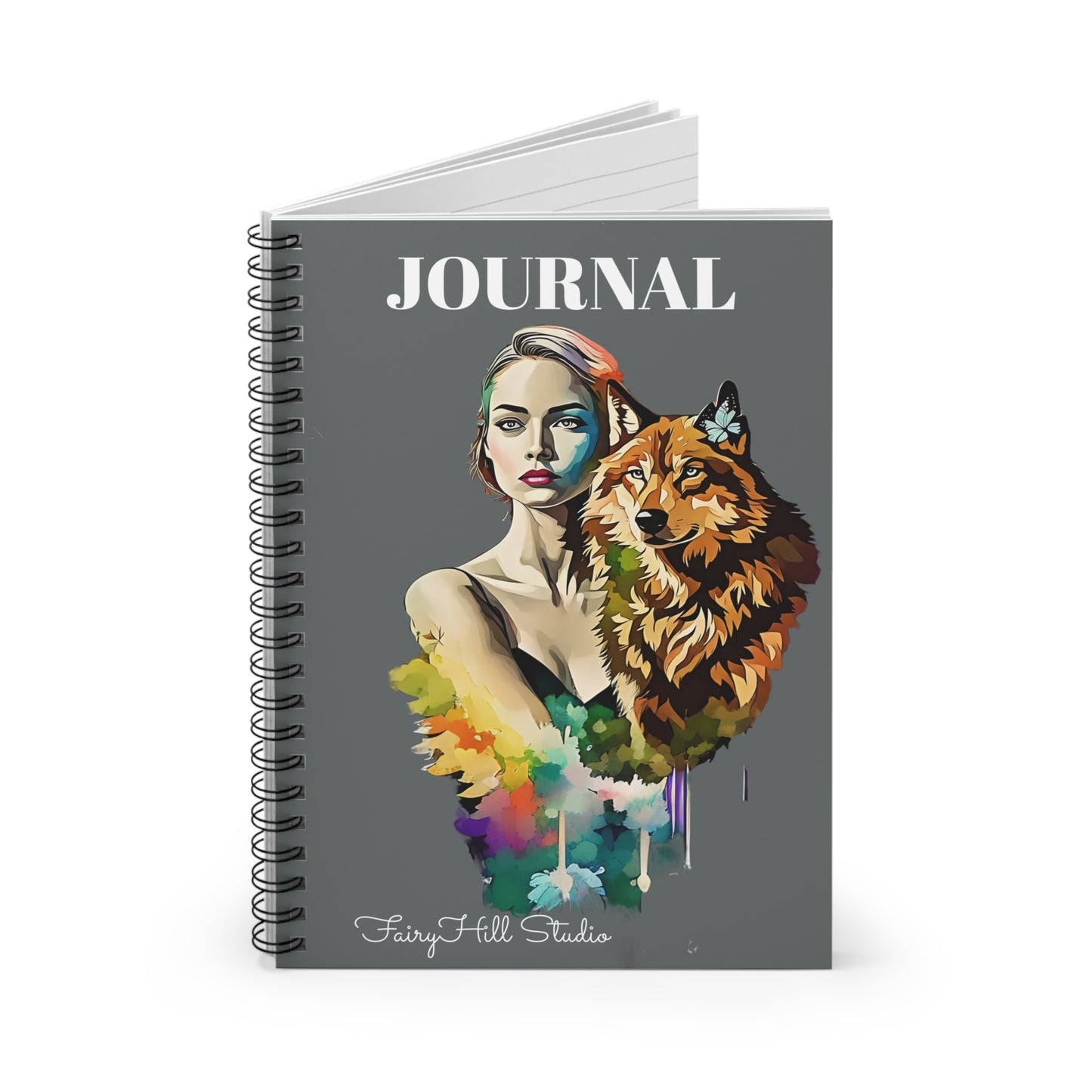 Spiral Notebook -Girl and the Spirit Animal Wolf