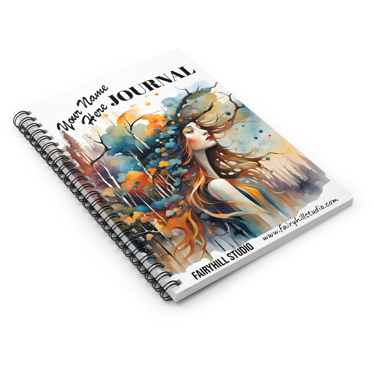 Fairy Hill Studio Woman with hat  Personalized Journal Gift notebook Your name Art Journal, Spiral Notebook - Ruled Line
