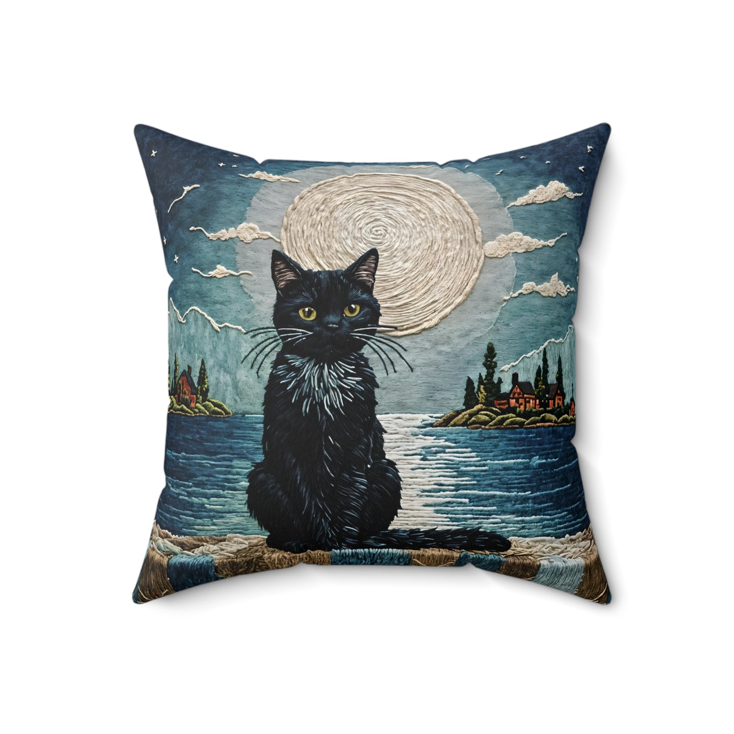 Black Cat Moonlight Pillow