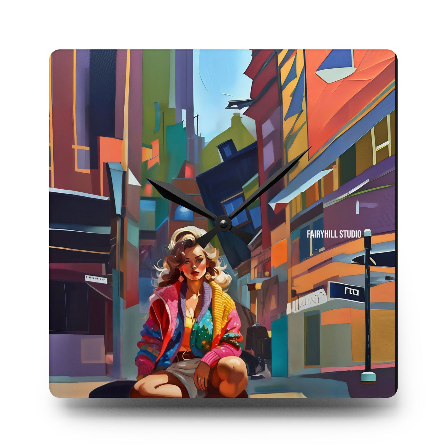 Wall Clock - 1980s Dancer in Colorful Clothing and Leggings