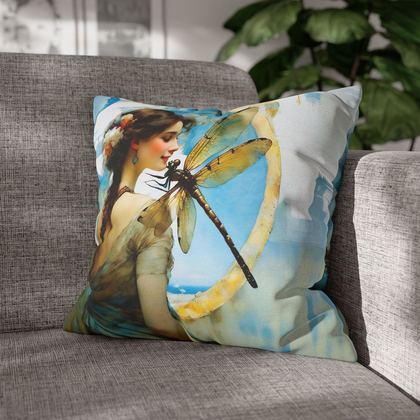 Elegant Dragonfly Art Pillowcase | Decorative Cushion Cover, Home Decor, Gift Idea, Bohemian Style, Christmas Decoration
