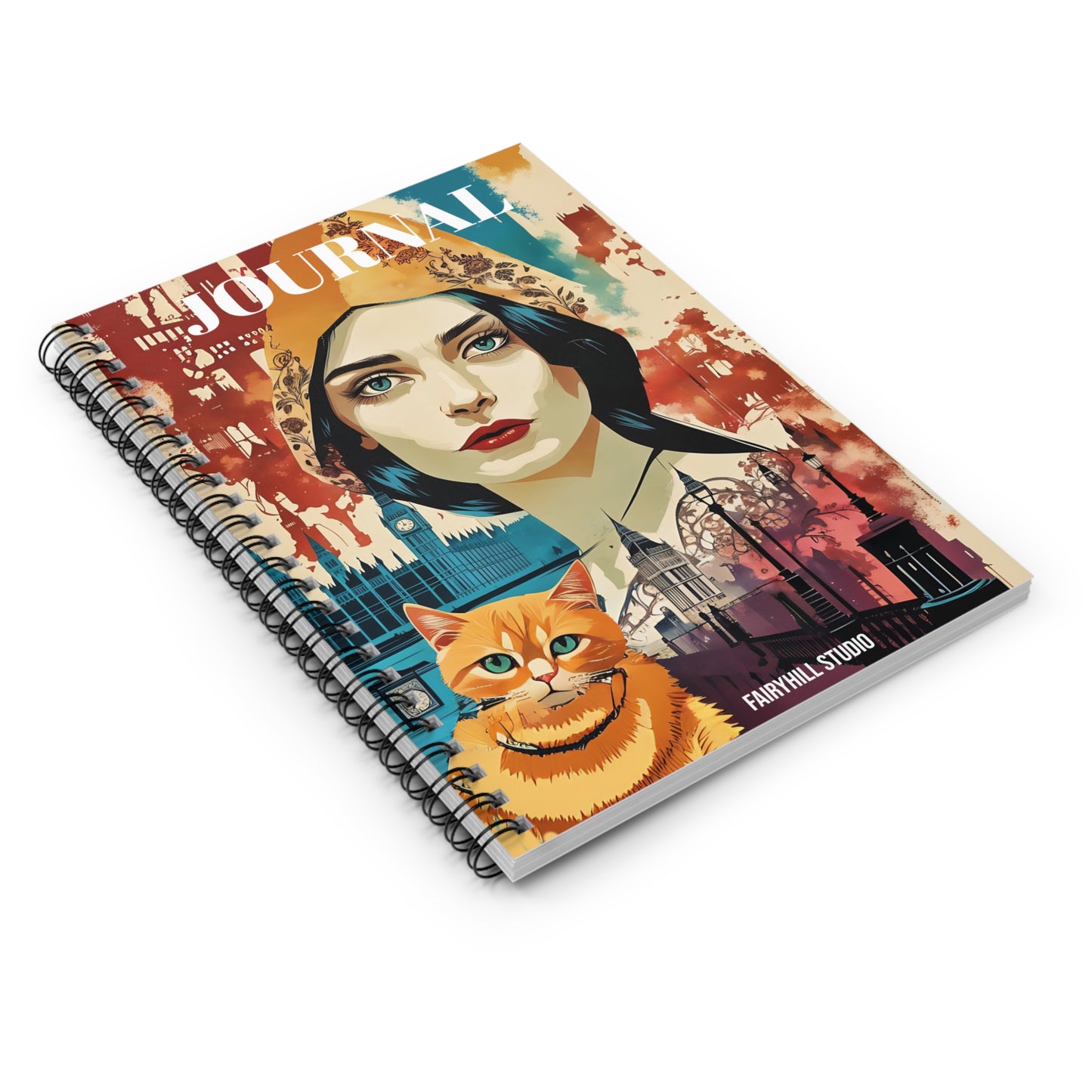 Spiral Notebook -Yellow cat in London/ Art