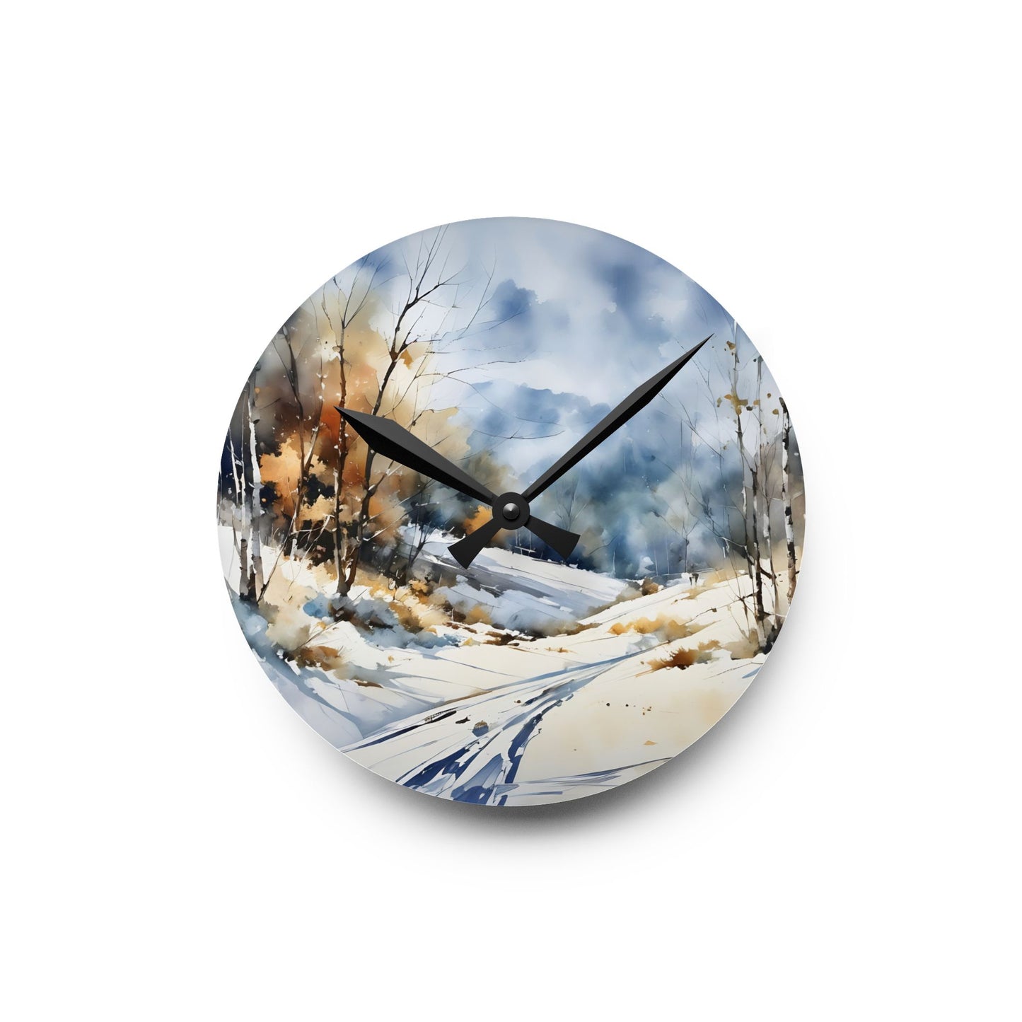 Acrylic Wall Clock Winter Scene Art - Fairyhill Studio
